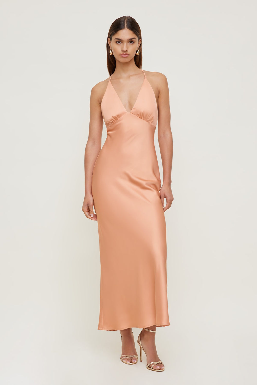 Dynamite US | Livia Satin Midi Dress Orange