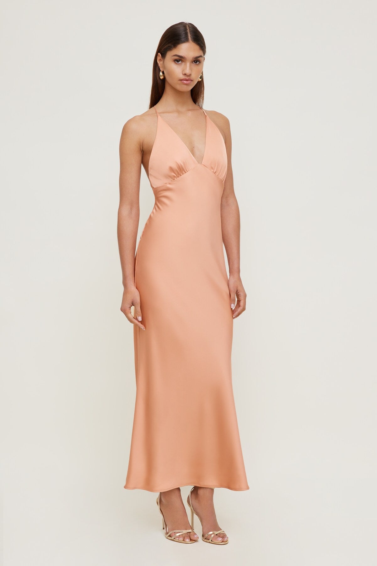 Dynamite US | Livia Satin Midi Dress Orange