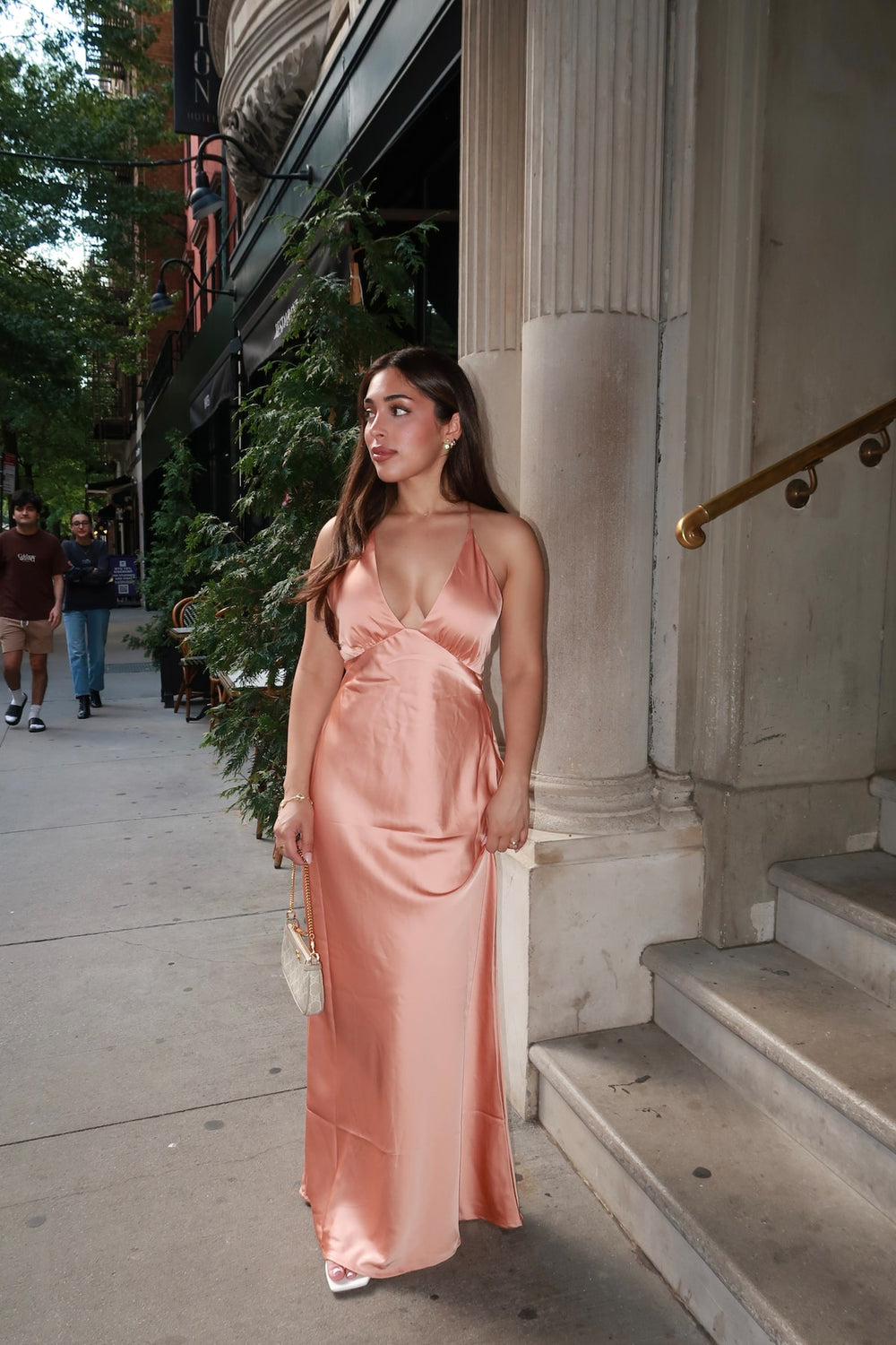 Dynamite US | Livia Satin Midi Dress Orange