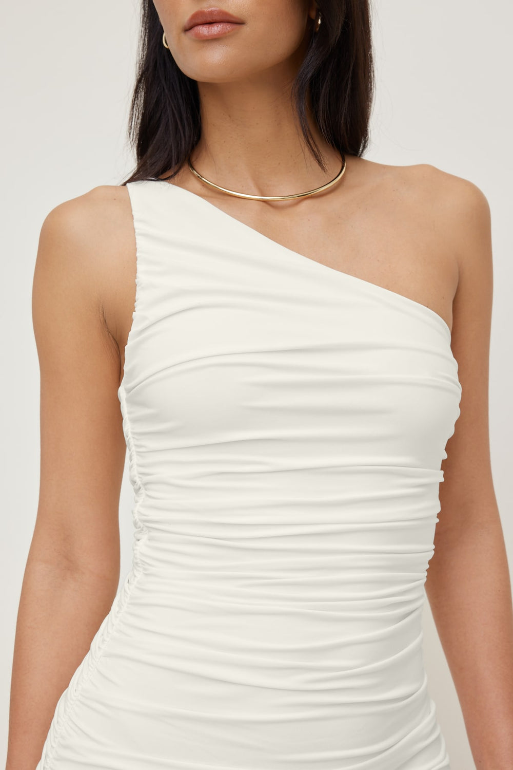 Dynamite Website Shop | Sculpt Ruched Mini Dress White