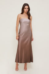 Dynamite Outlets | Satin Maxi Tube Dress Brown