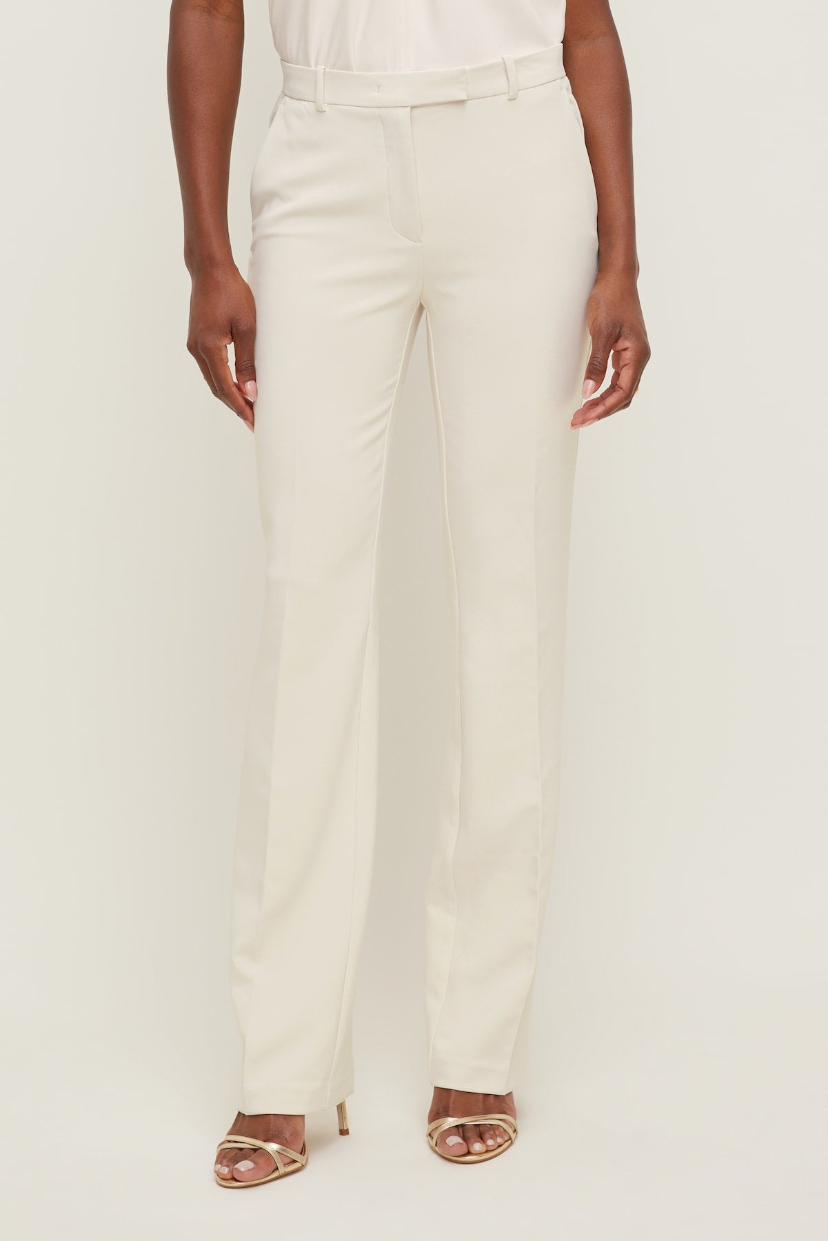 Dynamite Online | High Rise Slim Straight Leg Pants Beige