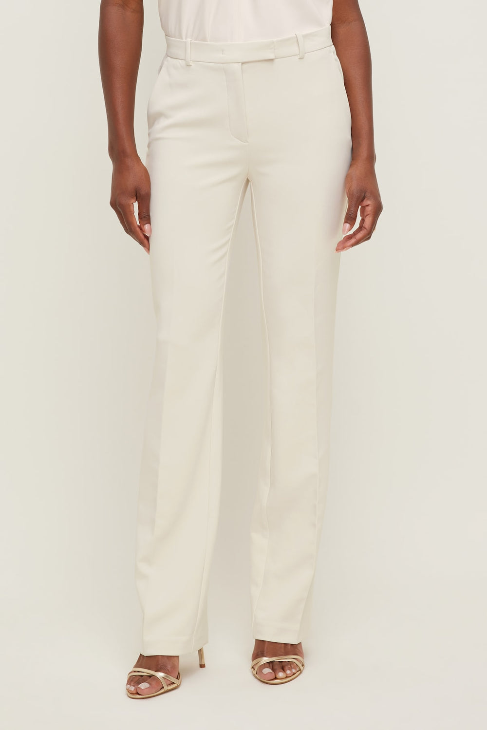 Dynamite Online | High Rise Slim Straight Leg Pants Beige