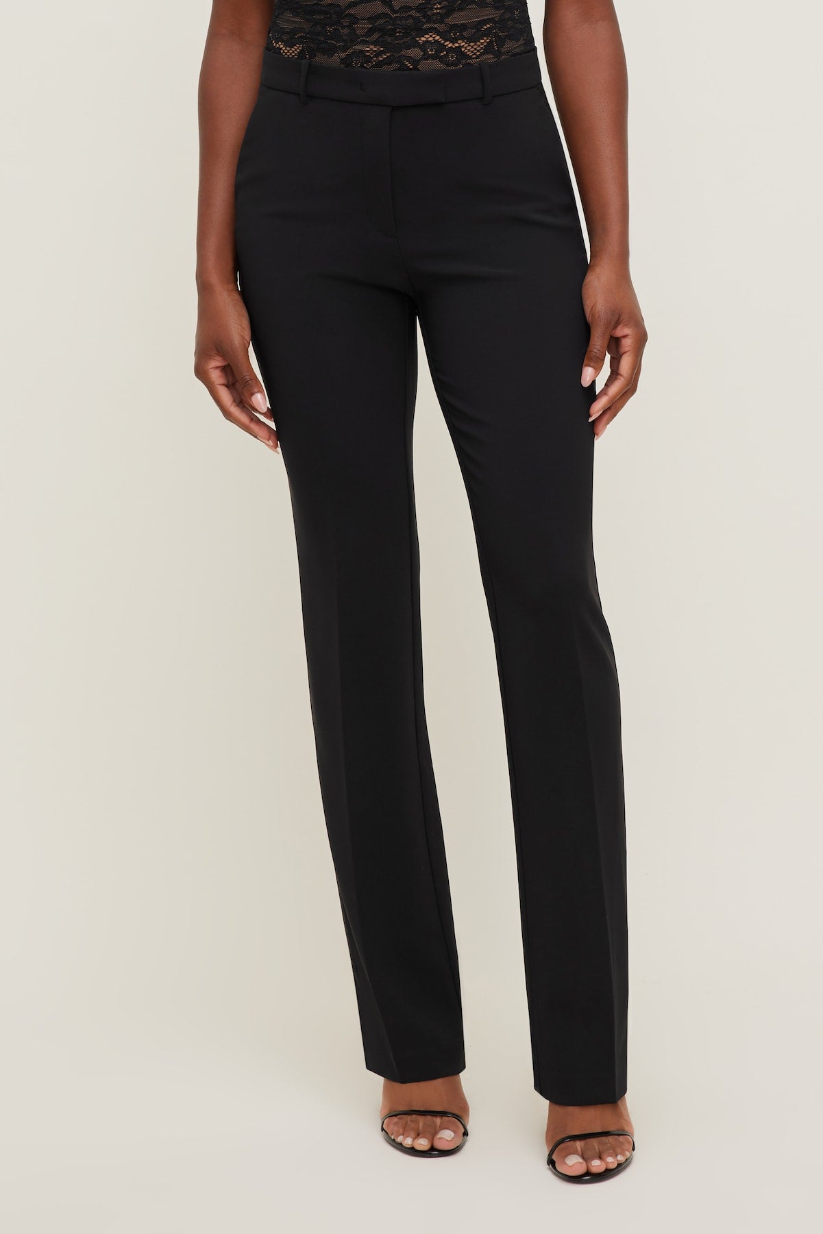 Dynamite Discount | High Rise Slim Straight Leg Pants Black