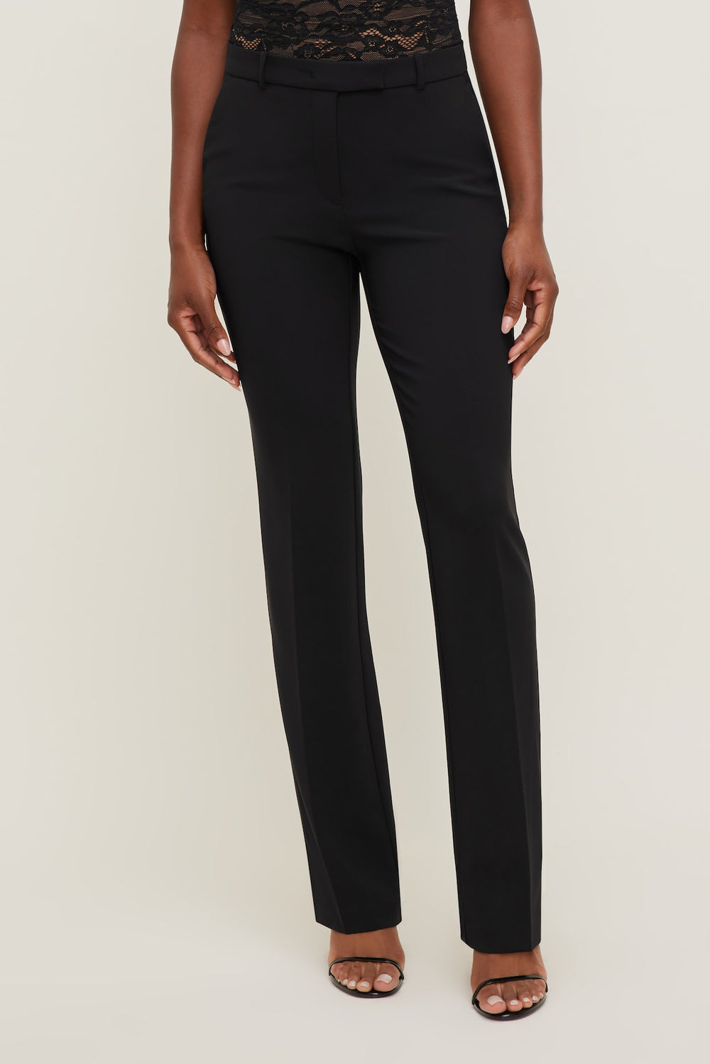 Dynamite Discount | High Rise Slim Straight Leg Pants Black