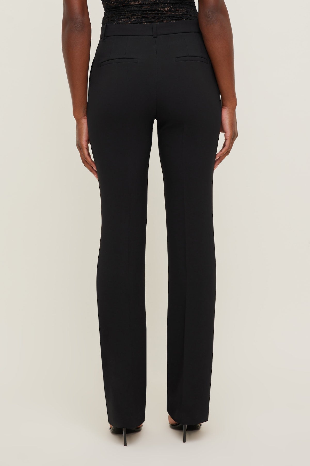 Dynamite Discount | High Rise Slim Straight Leg Pants Black