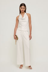 Dynamite Outlet | Leo Satin Wide Leg Pants Beige