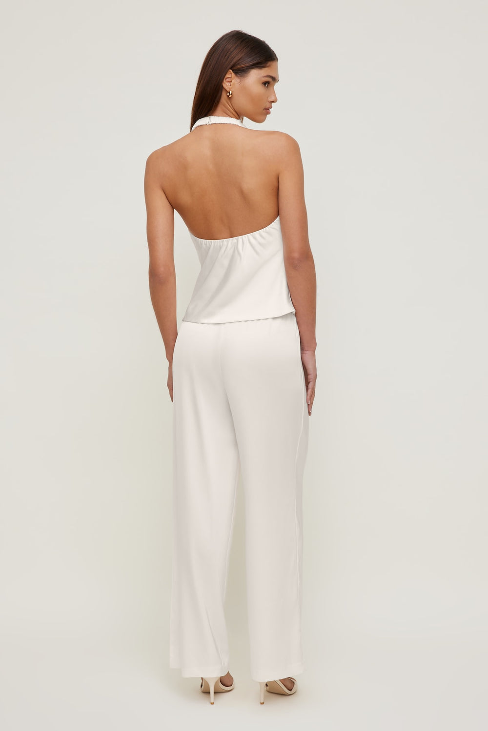 Dynamite Outlet | Leo Satin Wide Leg Pants Beige