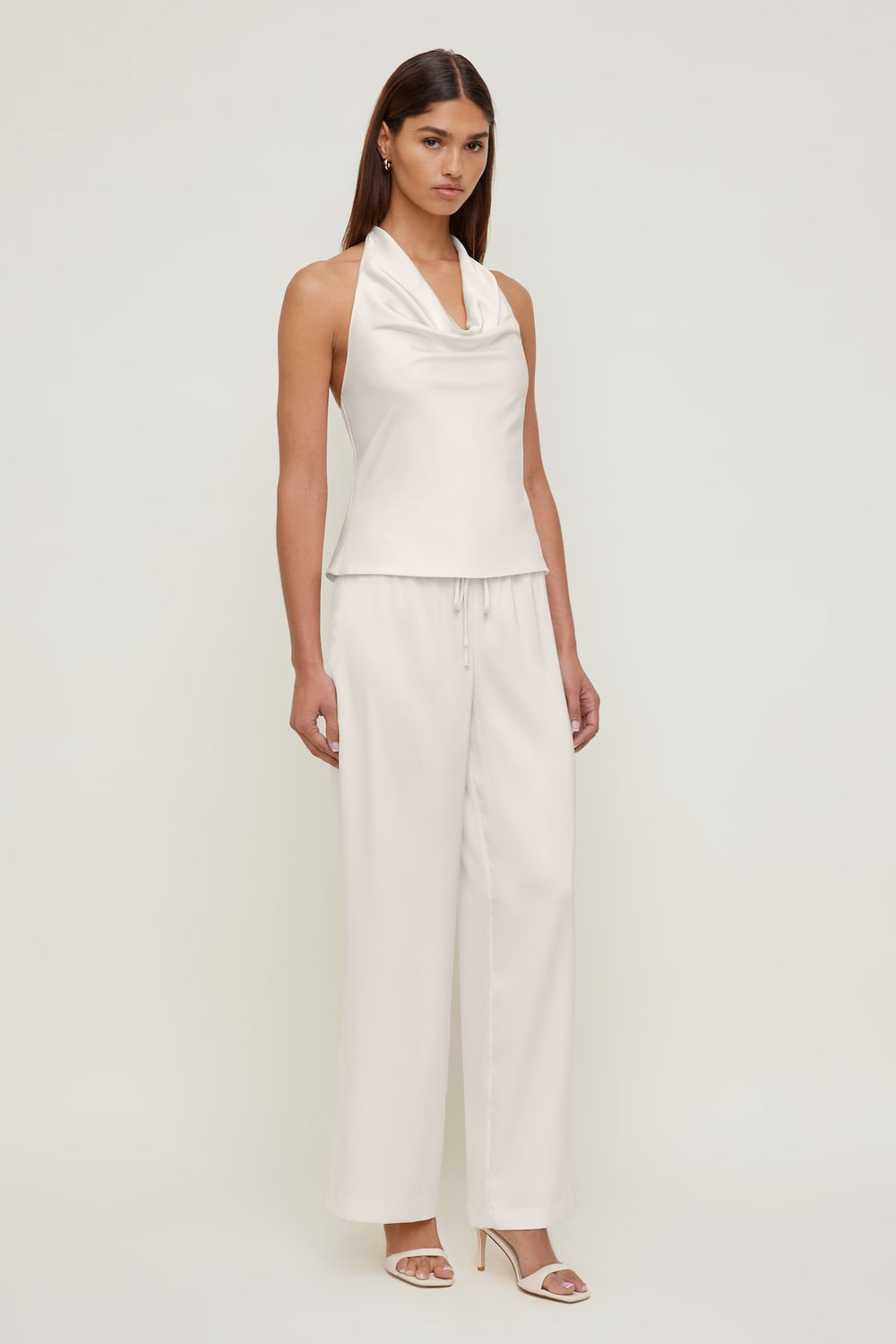 Dynamite Outlet | Leo Satin Wide Leg Pants Beige