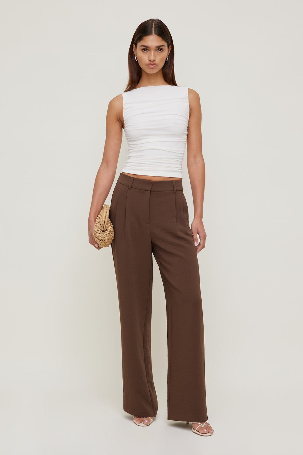Dynamite Website Shop | Alex Airflow Wide Leg Pants Brown