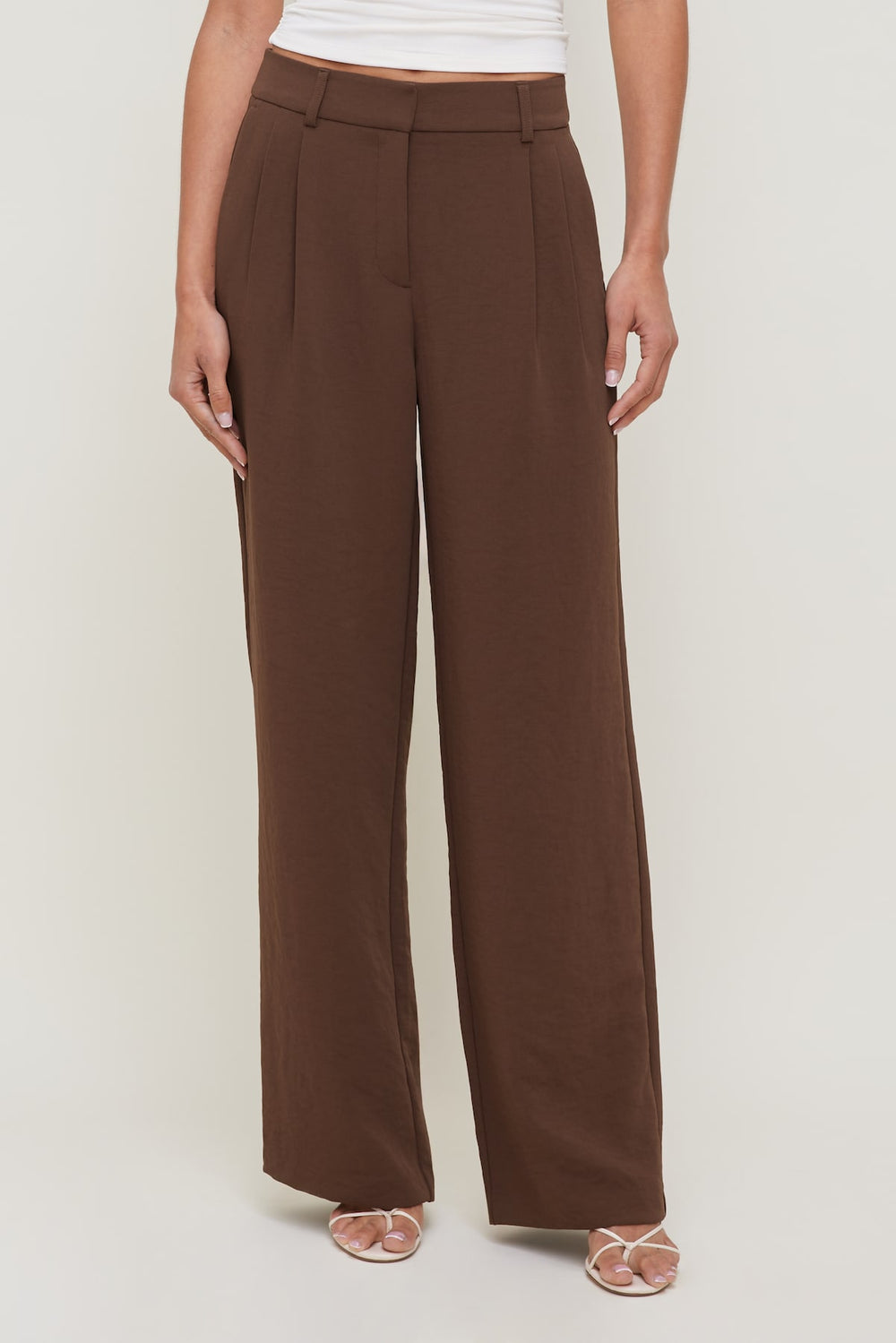 Dynamite Website Shop | Alex Airflow Wide Leg Pants Brown