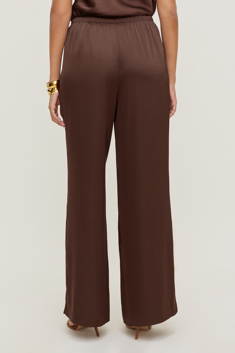 Dynamite US | Leo Satin Wide Leg Pants Brown