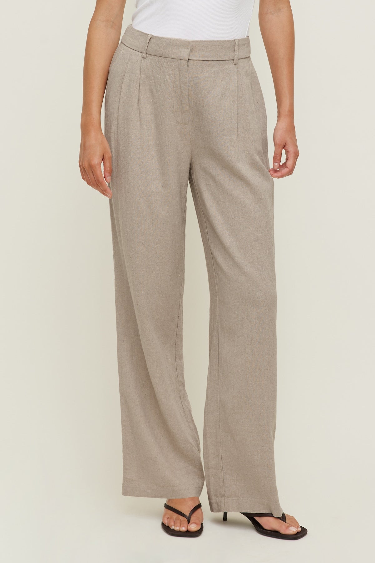 Dynamite On Sale | Alex Linen Wide Leg Pants Beige