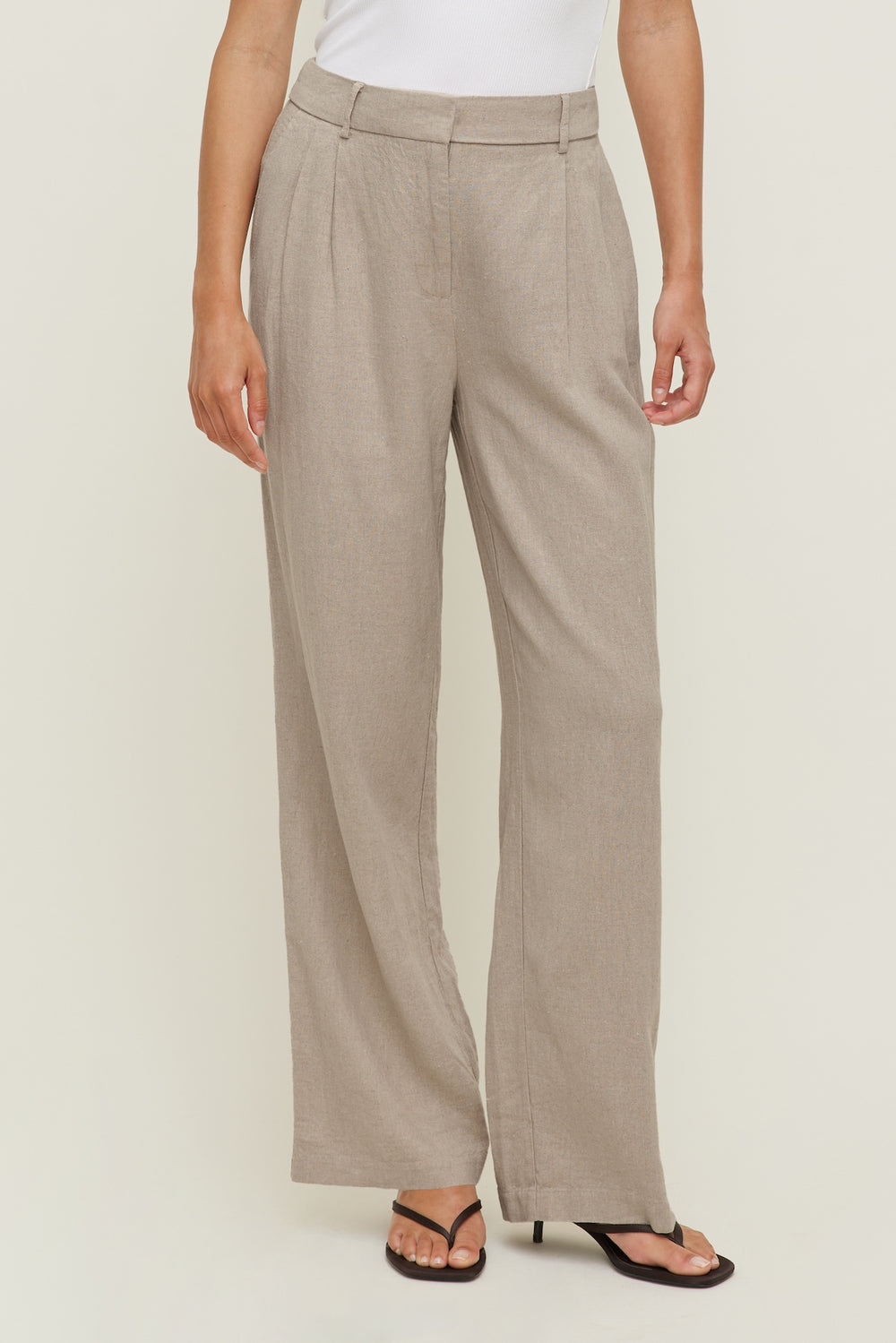Dynamite On Sale | Alex Linen Wide Leg Pants Beige