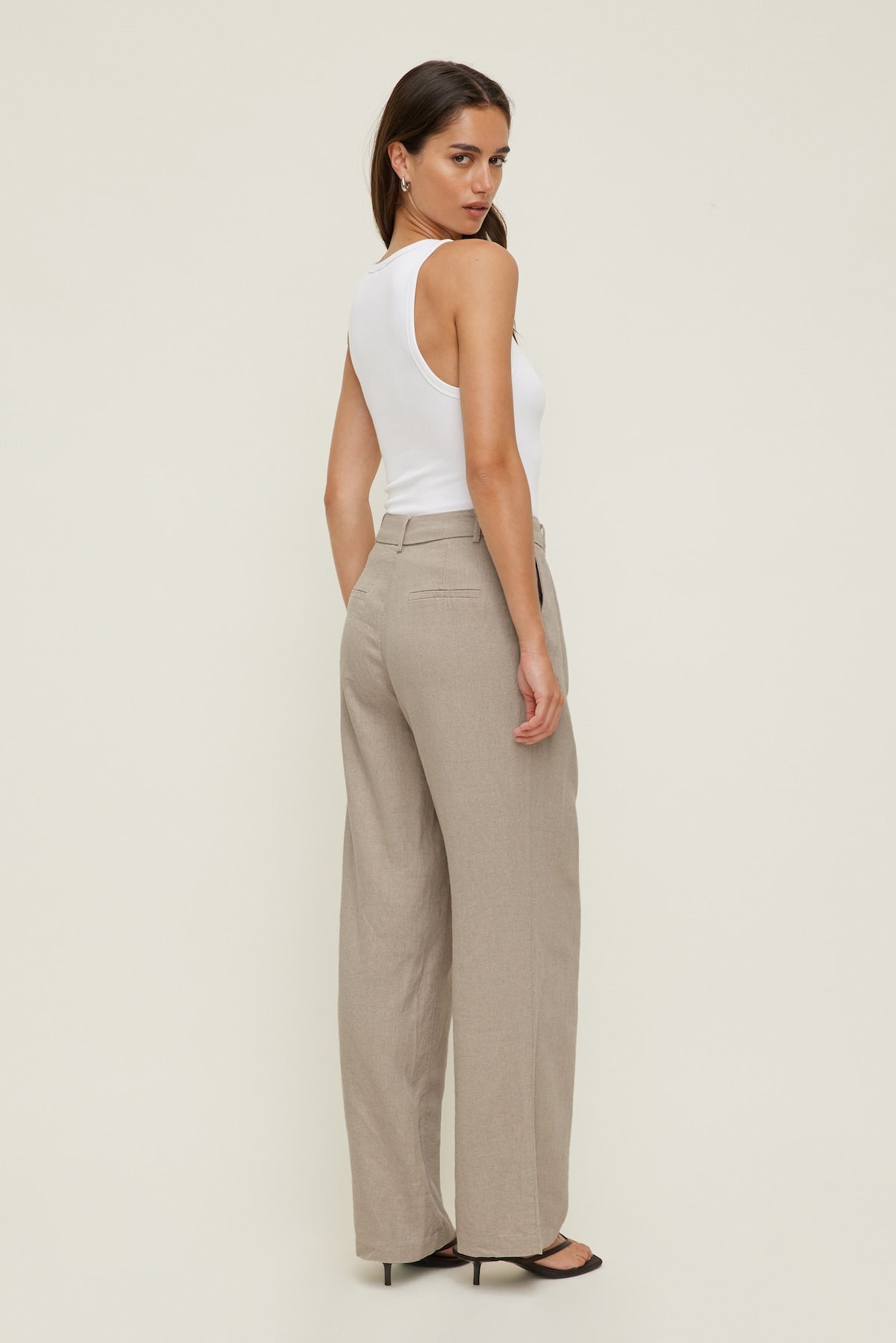 Dynamite On Sale | Alex Linen Wide Leg Pants Beige