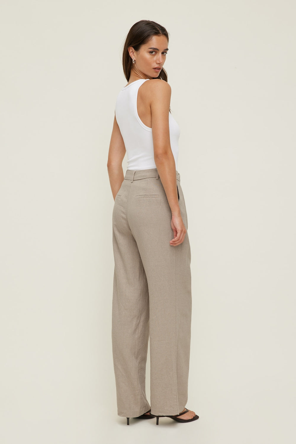 Dynamite On Sale | Alex Linen Wide Leg Pants Beige