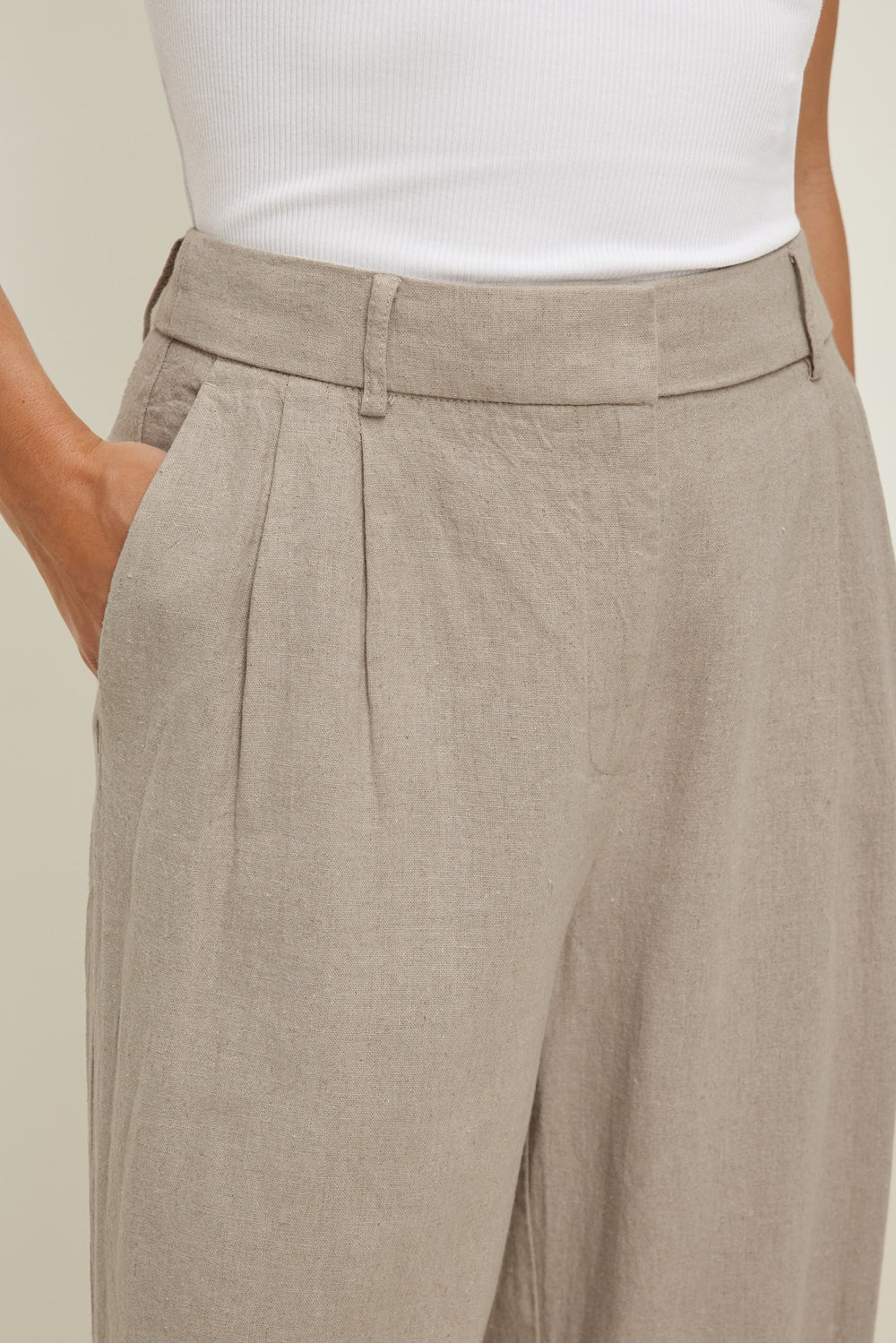 Dynamite On Sale | Alex Linen Wide Leg Pants Beige
