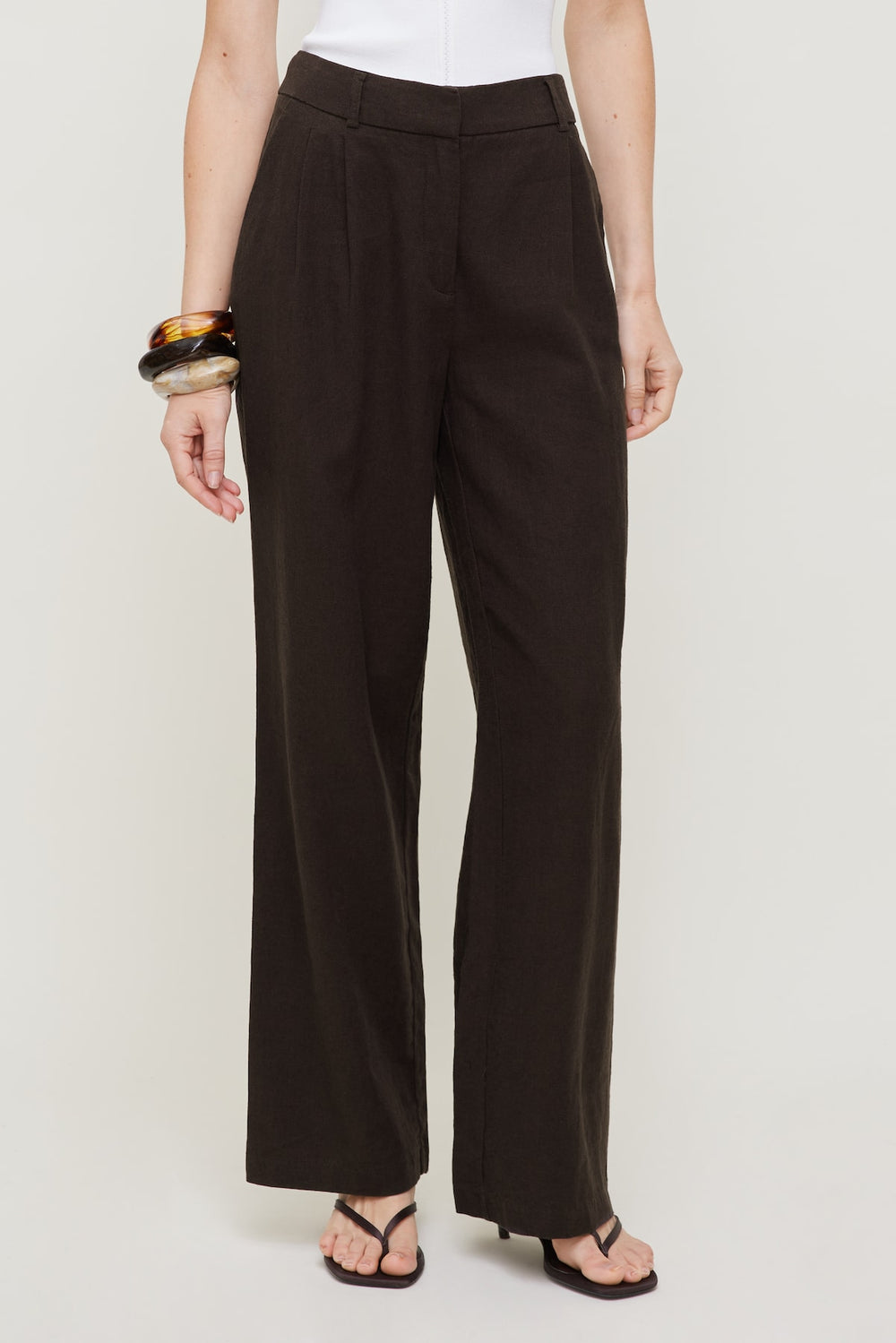 Dynamite Online | Alex Linen Wide Leg Pants Brown