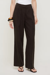 Dynamite Online | Alex Linen Wide Leg Pants Brown