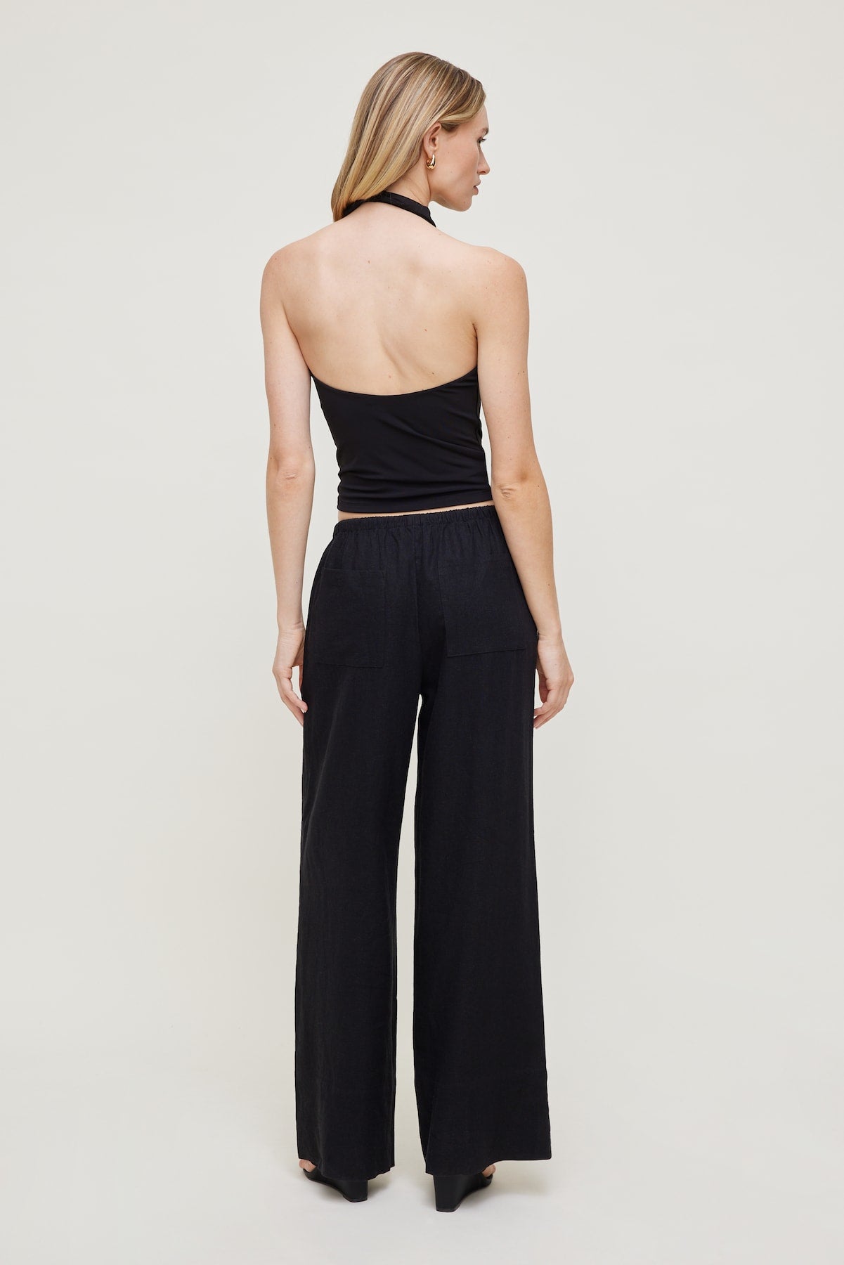Dynamite Website Shop | Leo Linen Wide Leg Pants Black