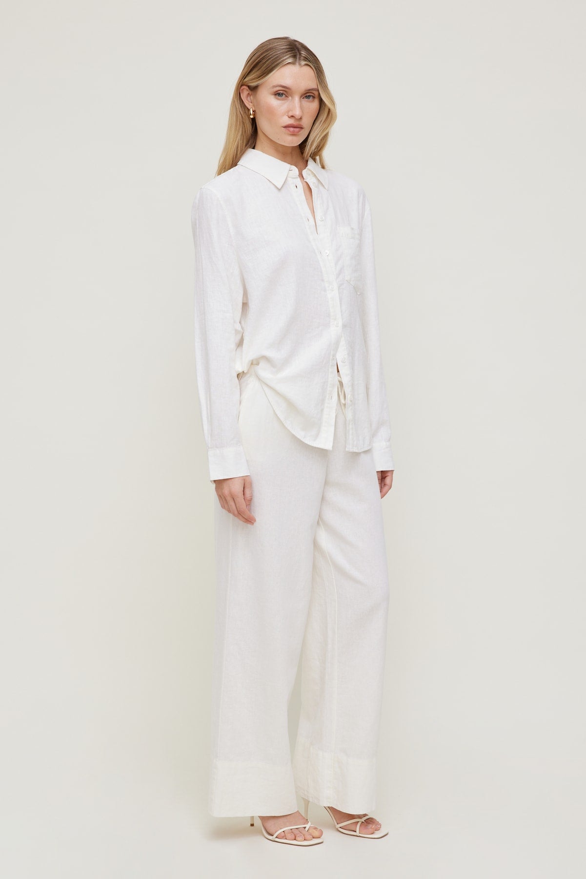 Dynamite Outlets | Leo Linen Wide Leg Pants White