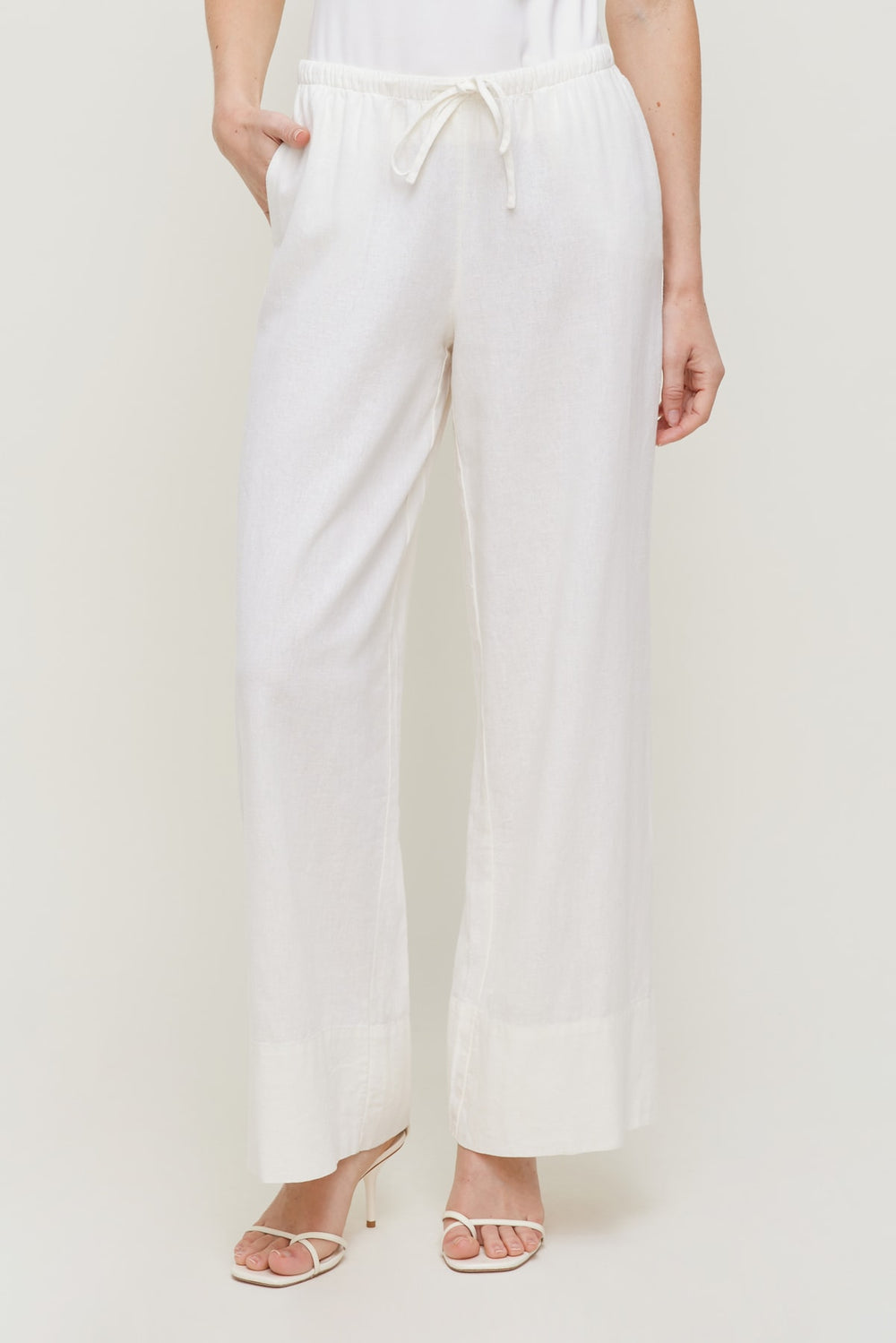 Dynamite Outlets | Leo Linen Wide Leg Pants White