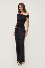 Dynamite US | Leo Satin Wide Leg Pants Black