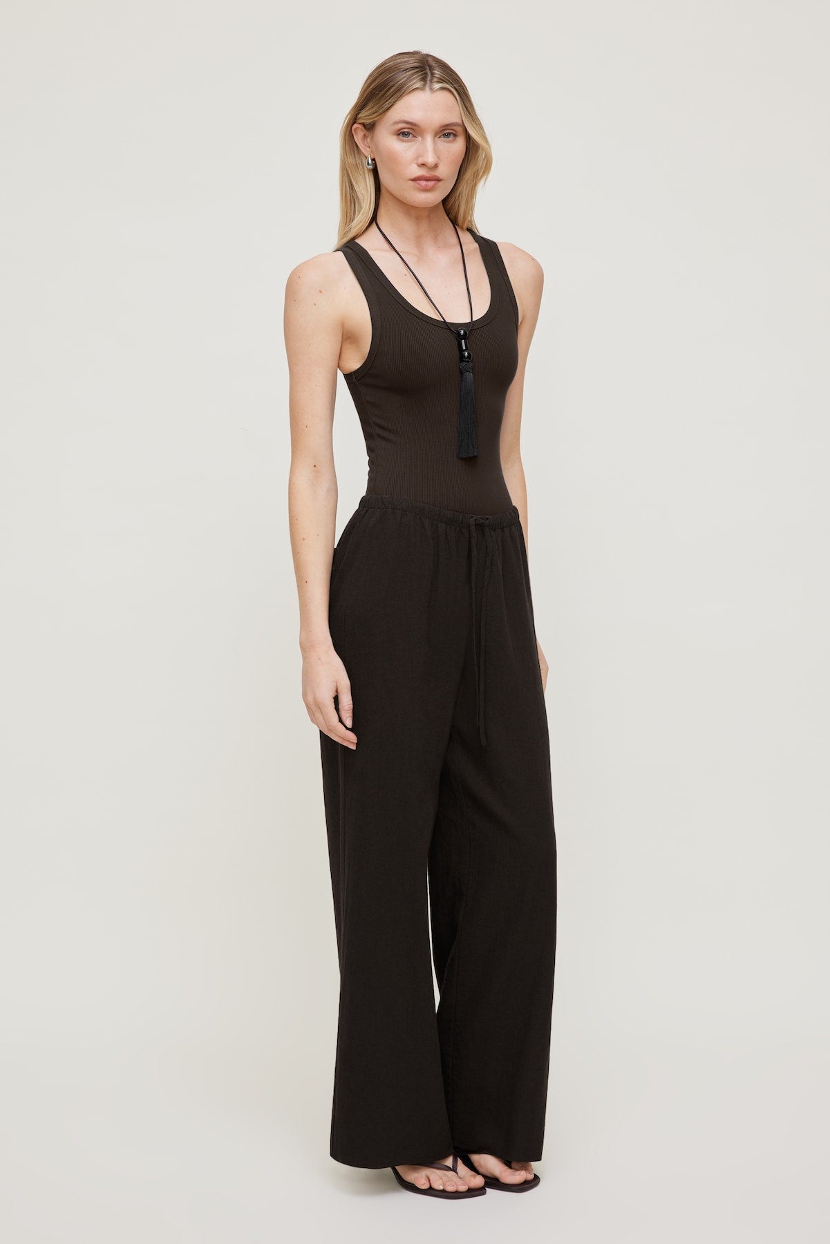 Dynamite Online | Leo Linen Wide Leg Pants Brown