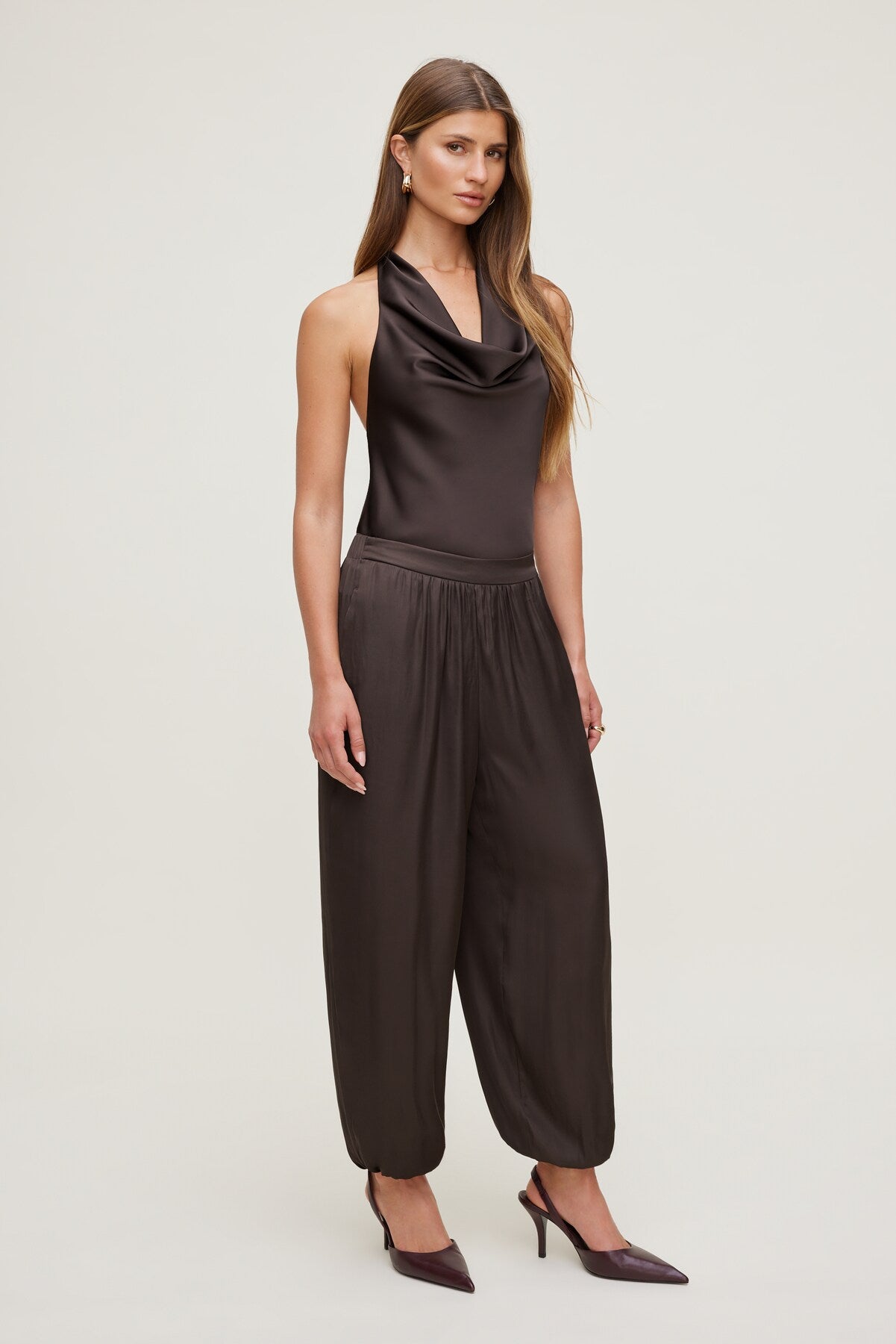 Dynamite Discount | Satin Balloon Pants Brown
