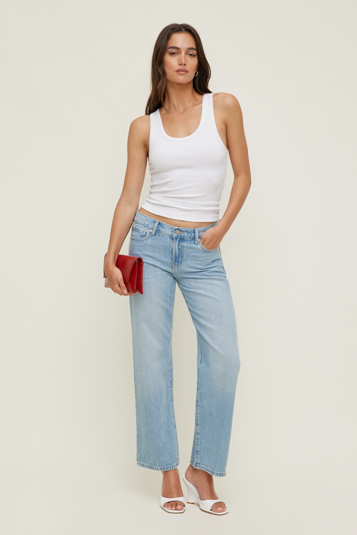 Dynamite Outlet | Low Rise Relaxed Straight Leg Jeans Blue