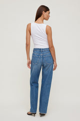 Dynamite Store | Mika Mid Rise Relaxed Straight Leg Jeans Blue