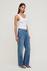 Dynamite Store | Mika Mid Rise Relaxed Straight Leg Jeans Blue