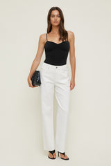 Dynamite Website Shop | Mika Mid Rise Relaxed Straight Leg Jeans  Beige