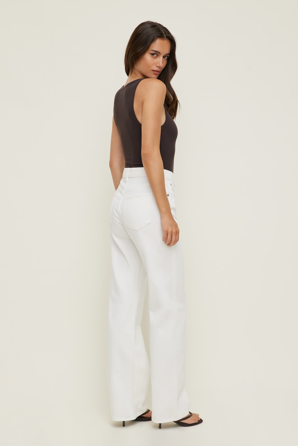 Dynamite On Sale | Heidi High Rise Wide Leg Jeans Beige