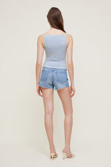 Dynamite Discount | James Relaxed Mid Rise Jean Shorts Blue