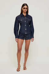 Dynamite Website Shop | Cinched Denim Jacket Blue