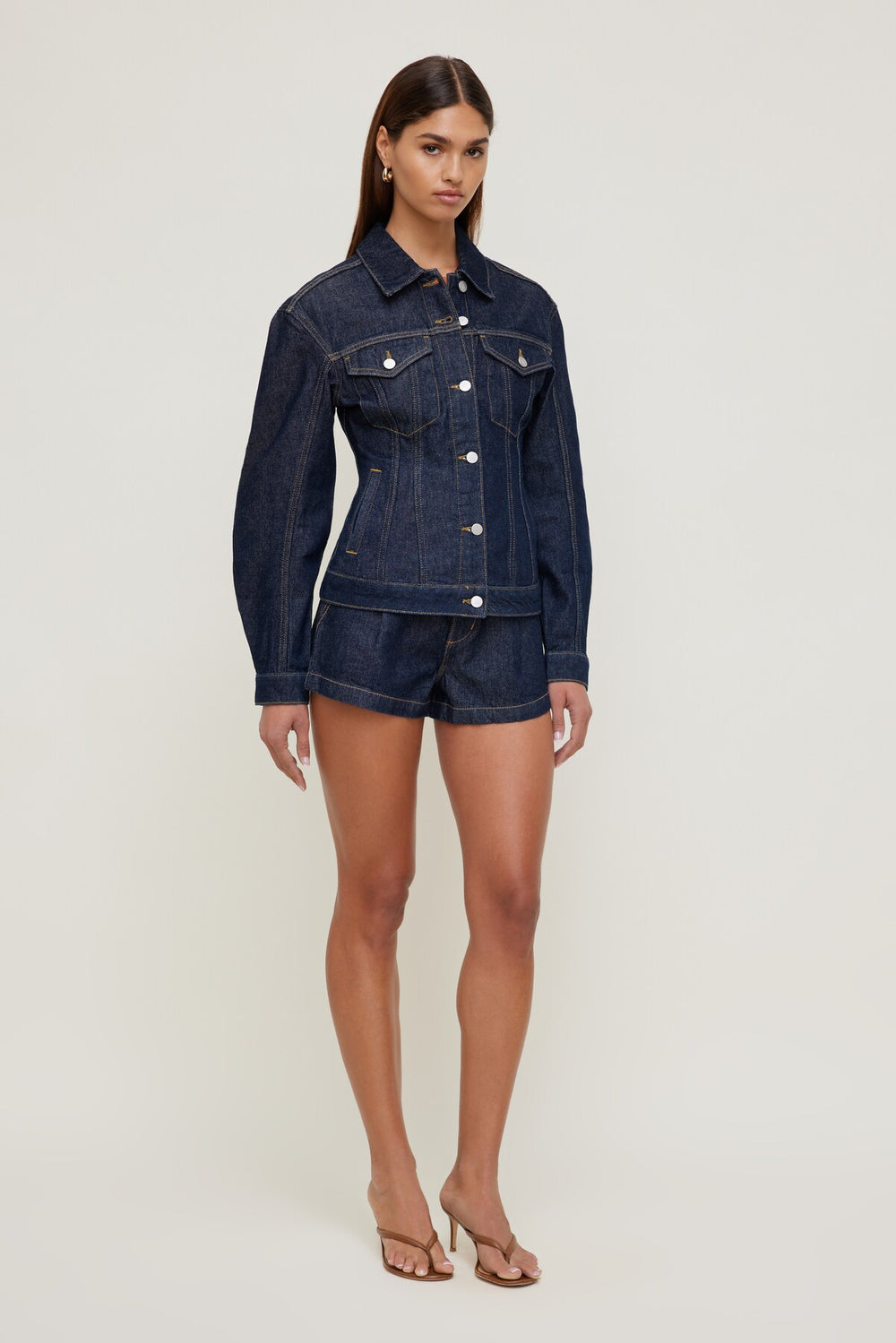 Dynamite Website Shop | Cinched Denim Jacket Blue