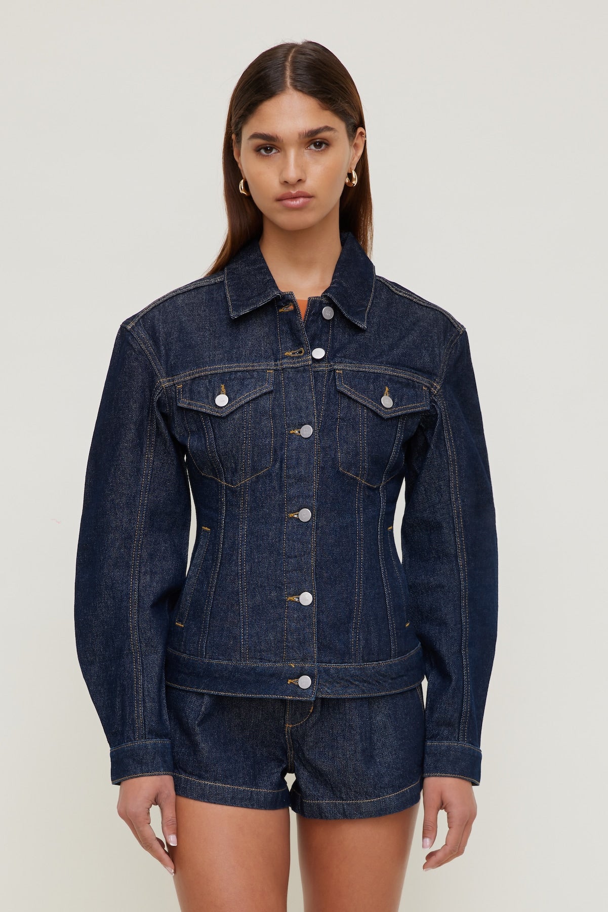 Dynamite Website Shop | Cinched Denim Jacket Blue
