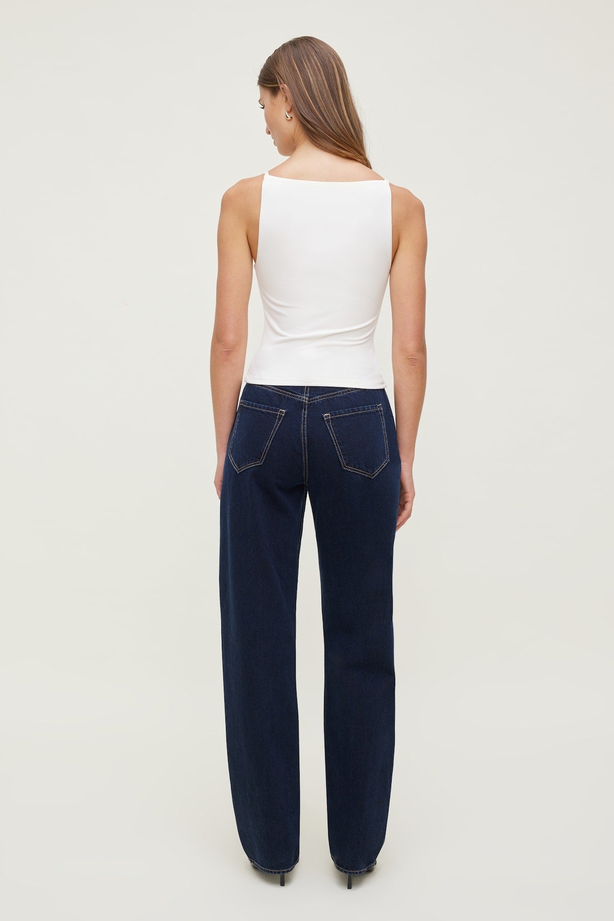 Dynamite US | Mika Mid Rise Relaxed Straight Leg Jeans Blue