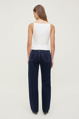 Dynamite US | Mika Mid Rise Relaxed Straight Leg Jeans Blue