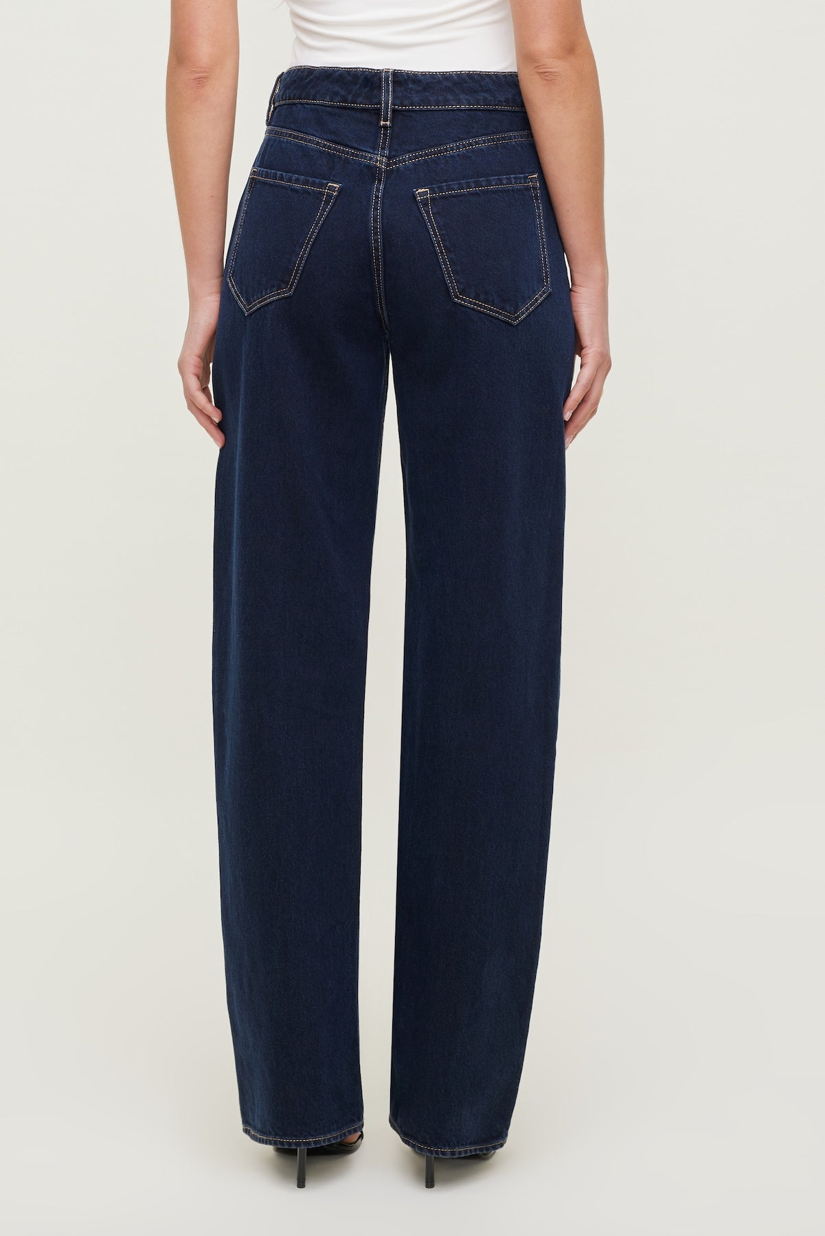 Dynamite US | Mika Mid Rise Relaxed Straight Leg Jeans Blue