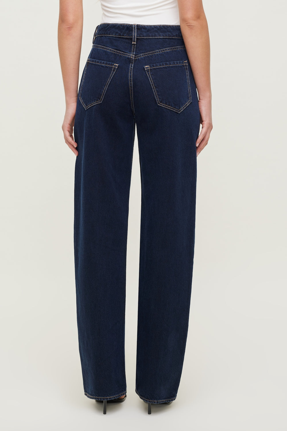 Dynamite US | Mika Mid Rise Relaxed Straight Leg Jeans Blue