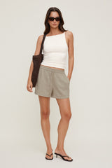 Dynamite Store | Linen High Rise Shorts Beige