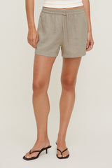 Dynamite Store | Linen High Rise Shorts Beige