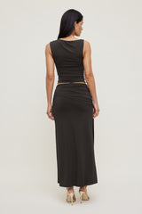 Dynamite Website Shop | Sculpt Slit Maxi Skirt Brown