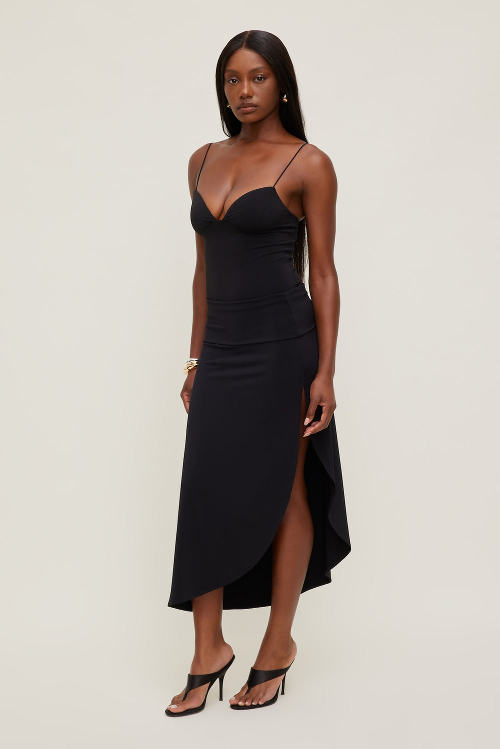 Dynamite Website Shop | Sculpt Slit Midi Skirt Black