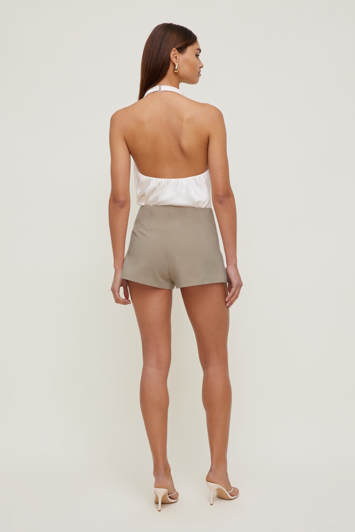 Dynamite On Sale | Ultra High Rise A Line Shorts BEIGE