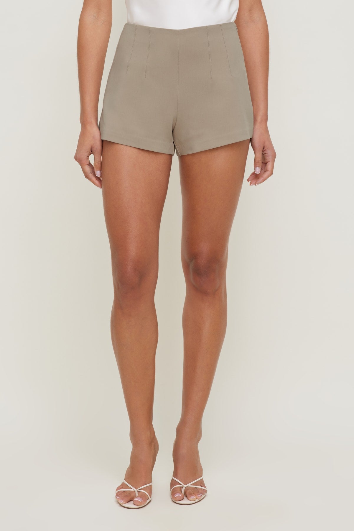 Dynamite On Sale | Ultra High Rise A Line Shorts BEIGE