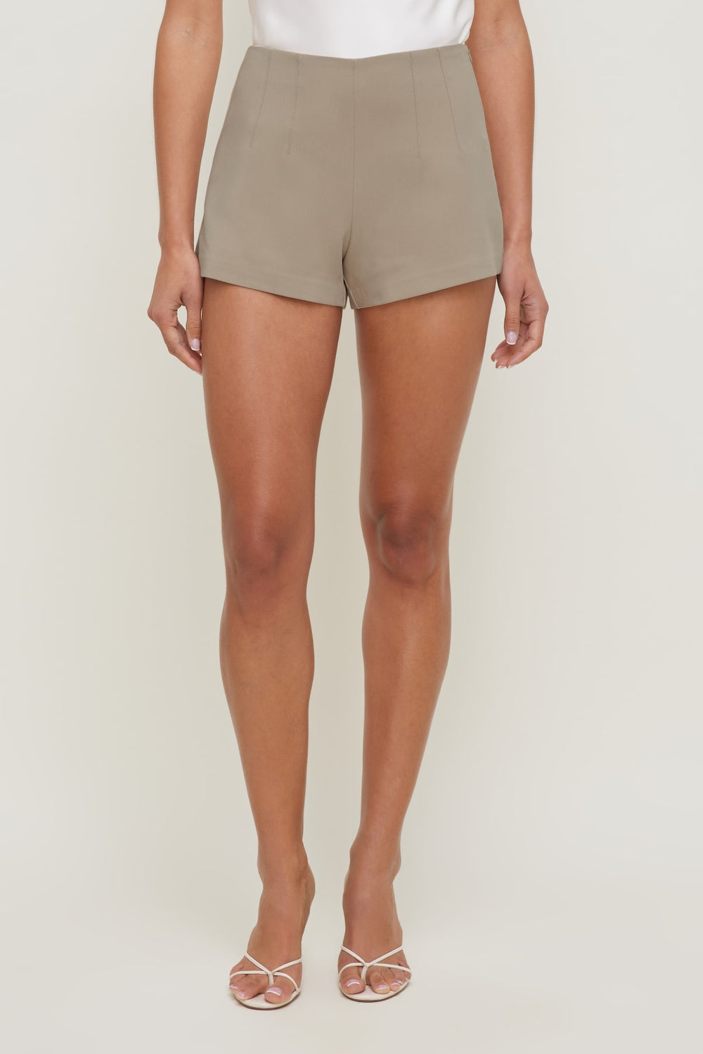 Dynamite On Sale | Ultra High Rise A Line Shorts BEIGE