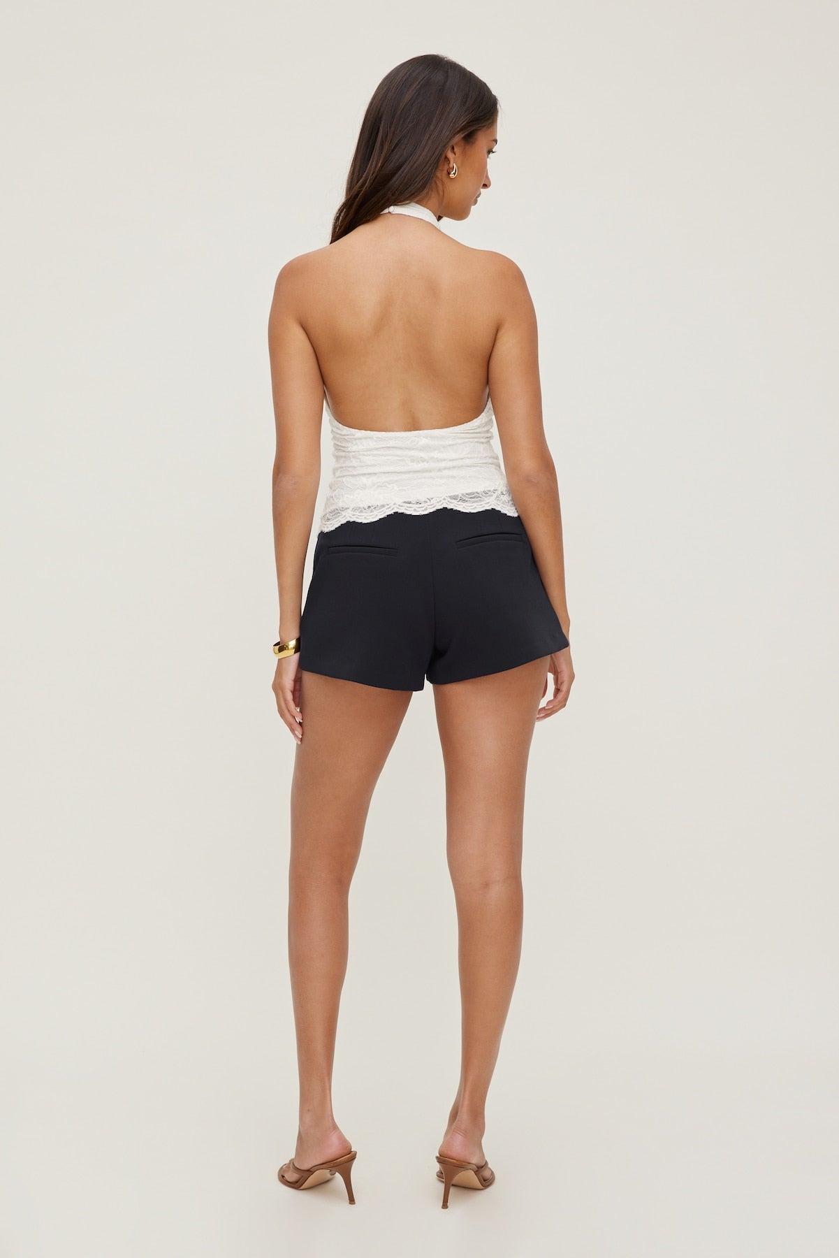 Dynamite Discount | Pleated High Rise A Line Shorts Navy